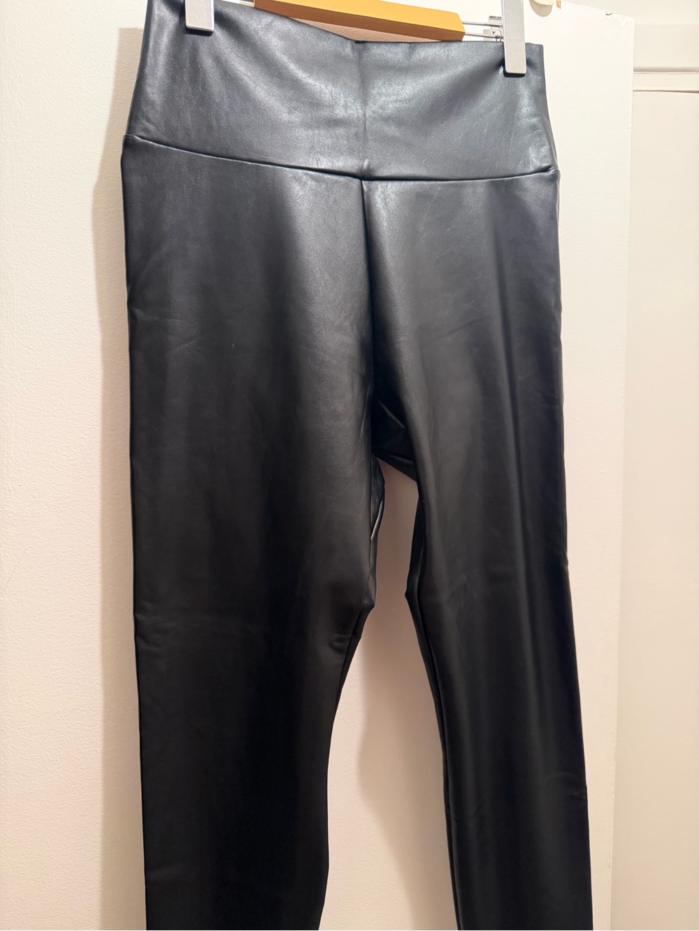 High-Rise Black Faux Leather Leggings